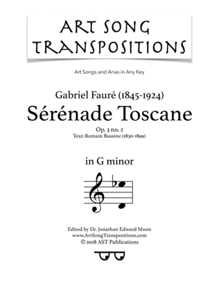 FAURÉ: Sérénade Toscane, Op. 3 no. 2 (transposed to G minor)