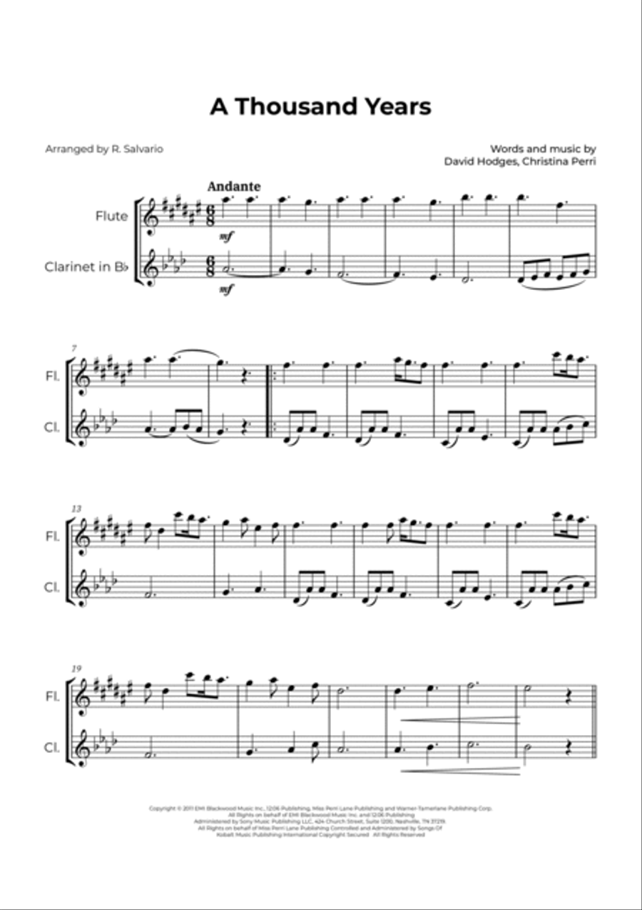 A Thousand Years A Thousand Years Woodwind Duet scores gallery preview page 2