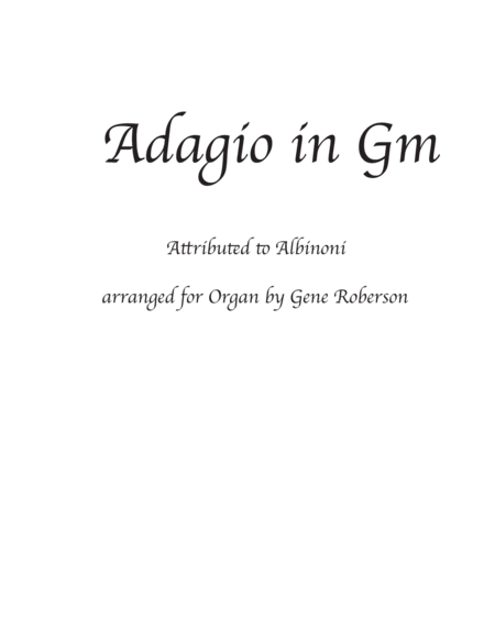Adagio in G minor for ORGAN