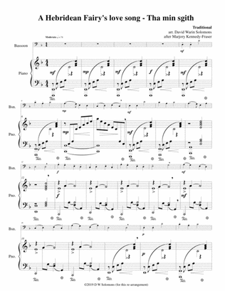 Hebridean fairy's love song (Tha Mi sgith) arranged for bassoon and piano