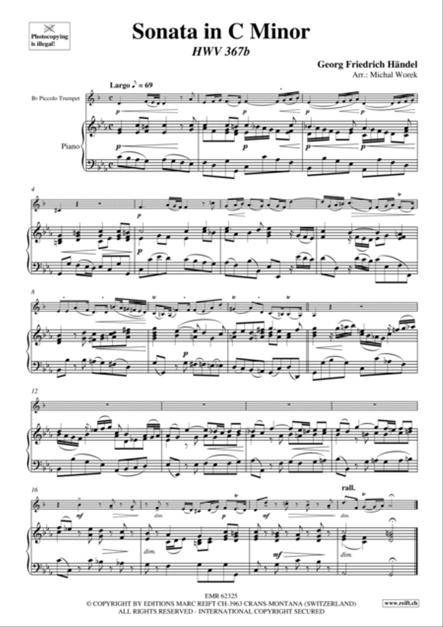Sonata in C Minor Piccolo Trumpet scores gallery preview page 4