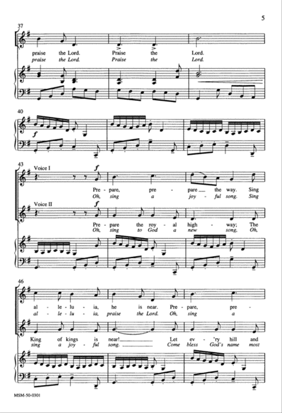 Prepare the Royal Highway Oh, Sing to God a New Song (alt. text) Unison Choir scores gallery preview page 5