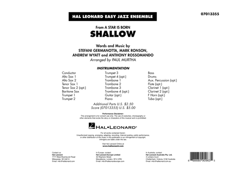 Shallow (from A Star Is Born) (arr. Paul Murtha) - Conductor Score (Full Score)