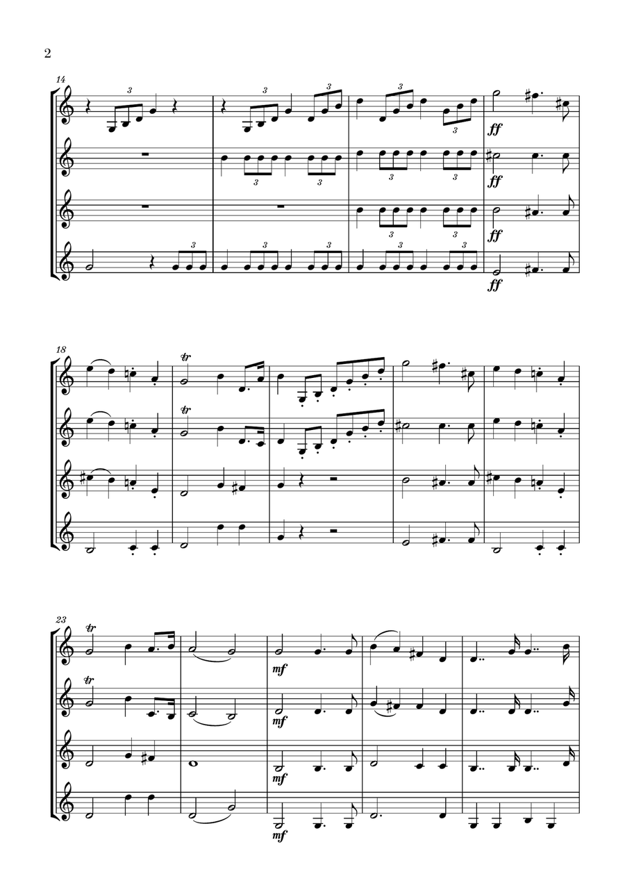 Wedding March for French Horn Quartet - Mendelssohn French Horn Quartet scores gallery preview page 2