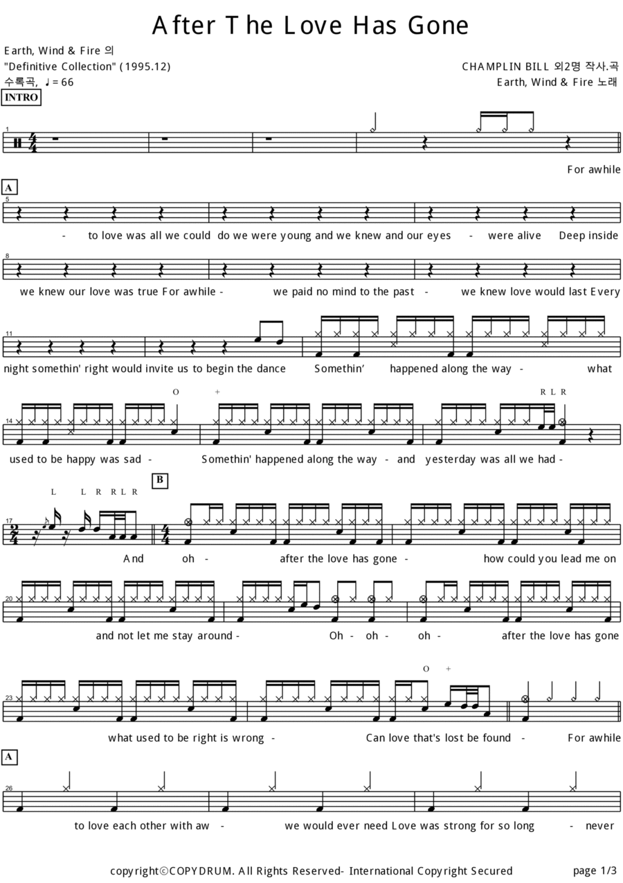 After The Love Has Gone Drum Set scores gallery preview page 1