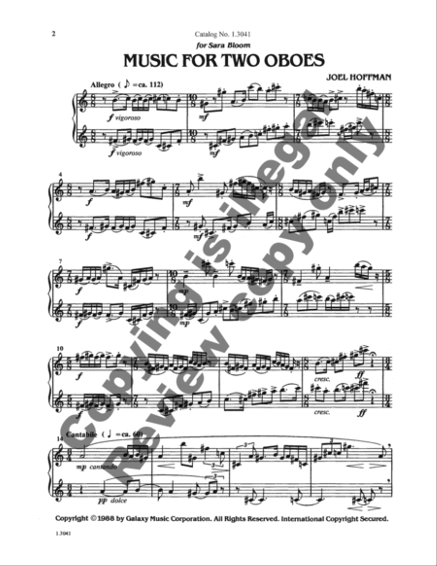 Music for Two Oboes Oboe scores gallery preview page 6