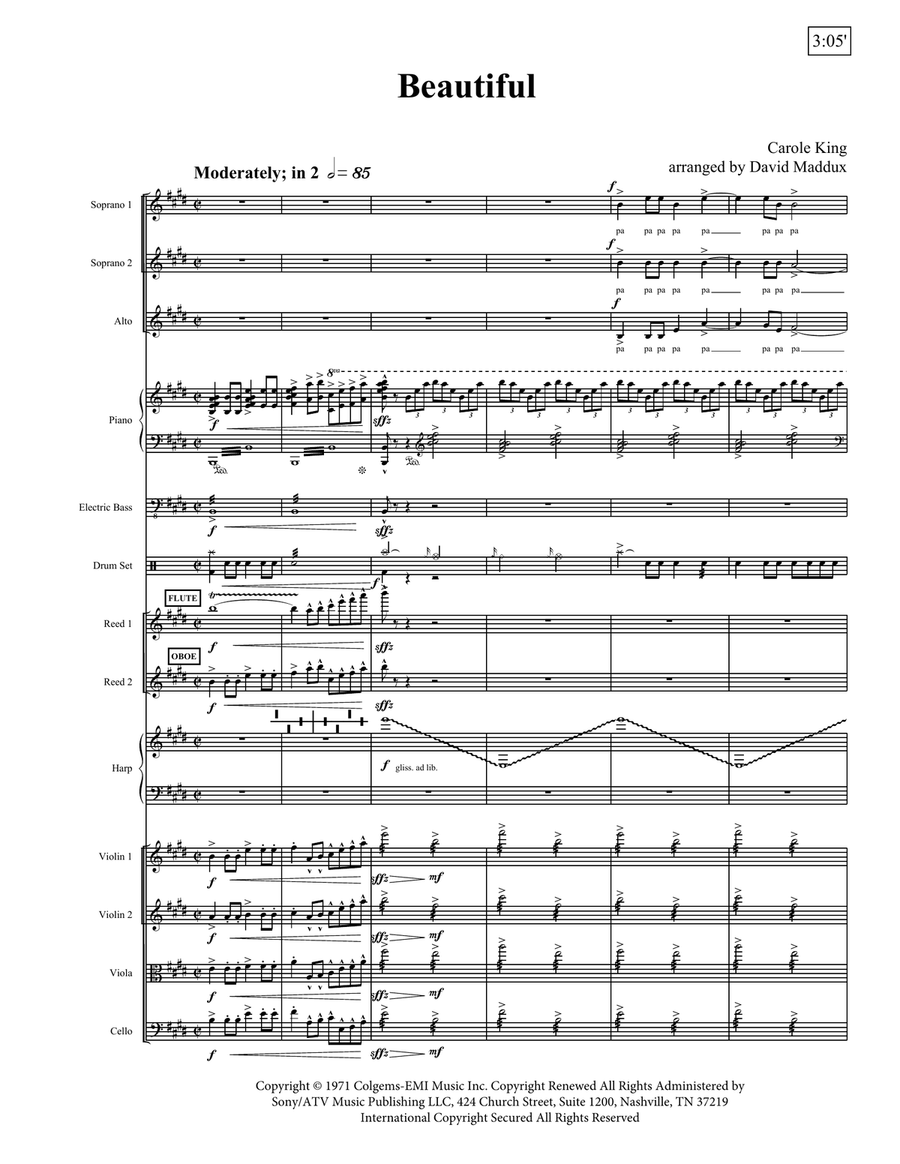 Beautiful by Carole King Large Ensemble - Digital Sheet Music