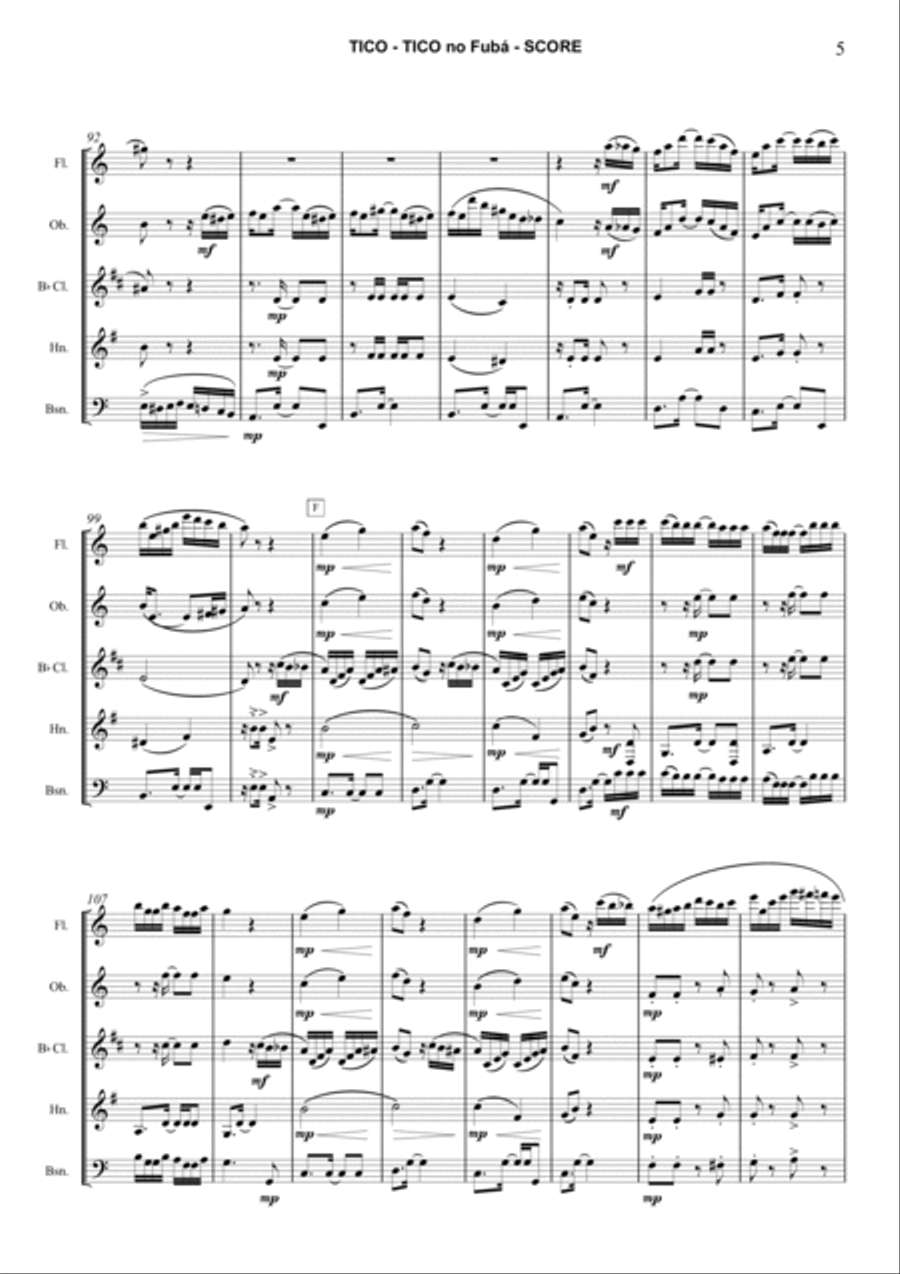 Tico Tico no Fubá Tico Tico no Fubá Woodwind Quintet scores gallery preview page 5