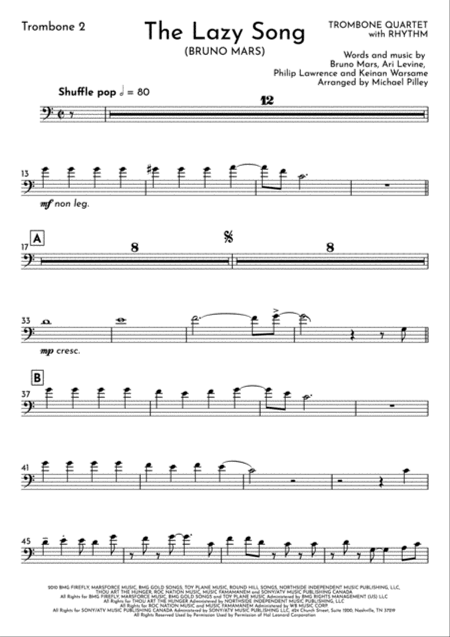The Lazy Song Brass Ensemble scores gallery preview page 6
