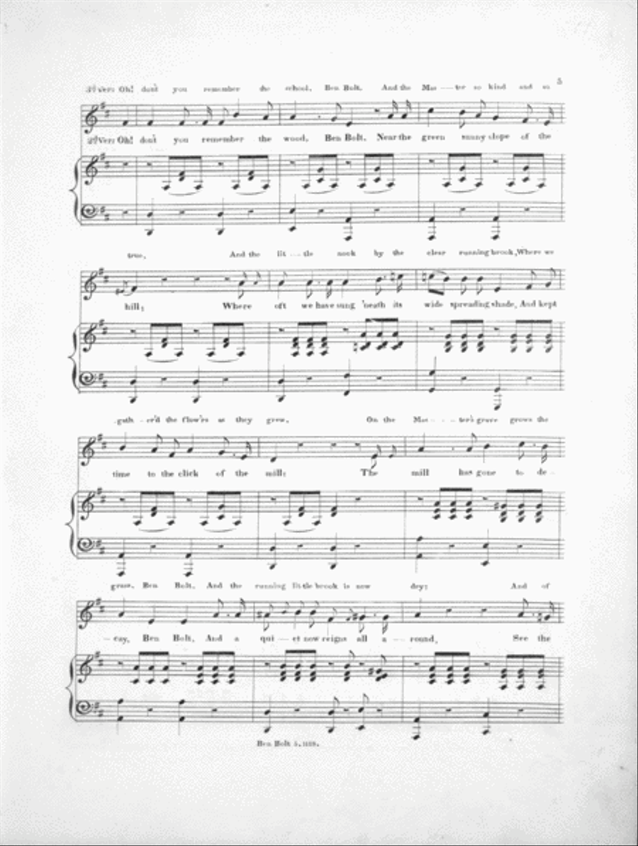 (1) Ben Bolt, or, Ah! Don't You Remember. (2) Chant Favori De Kneass Varie Pour le Piano Voice scores gallery preview page 4
