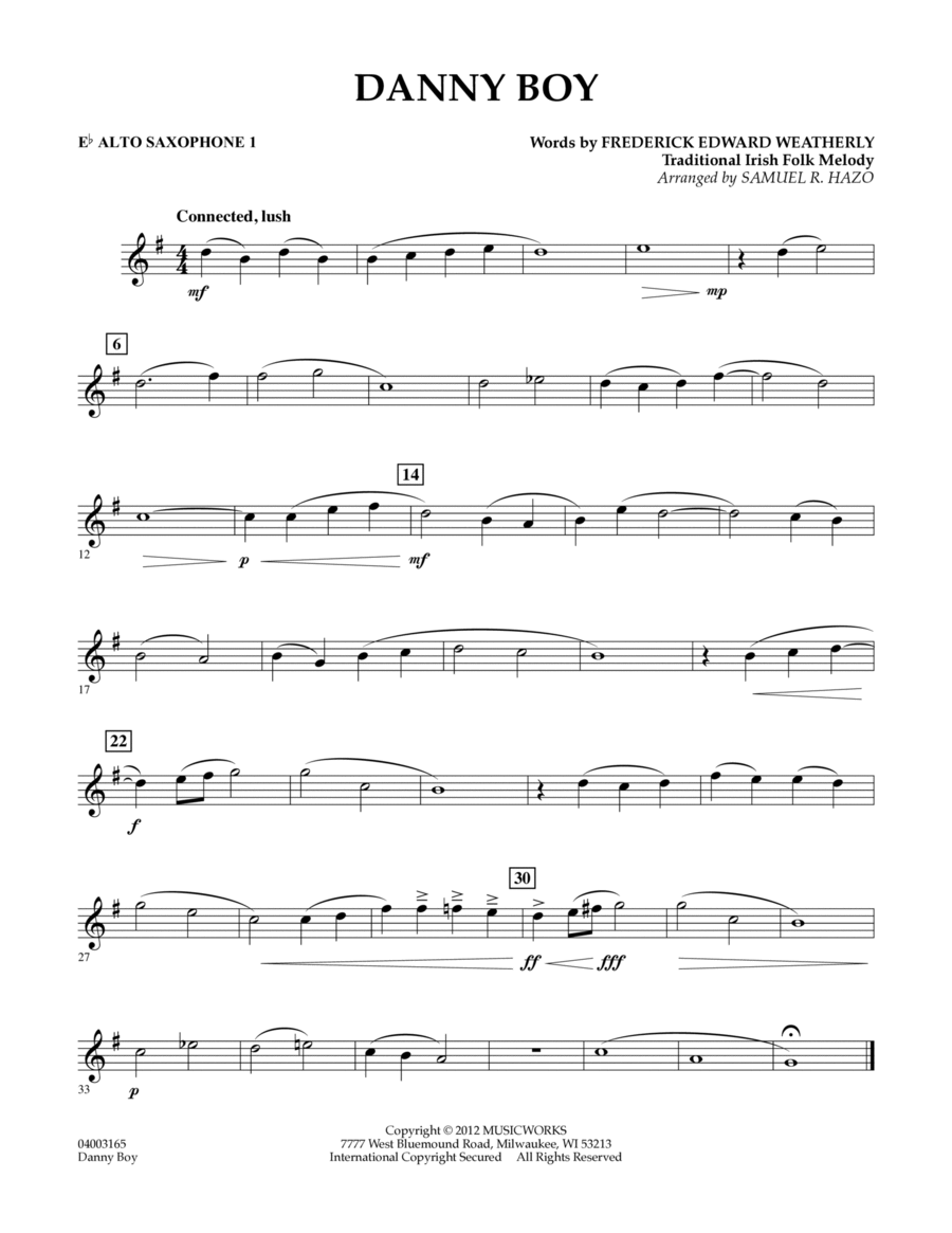 Danny Boy - Eb Alto Saxophone 1 Concert Band scores gallery preview page 1