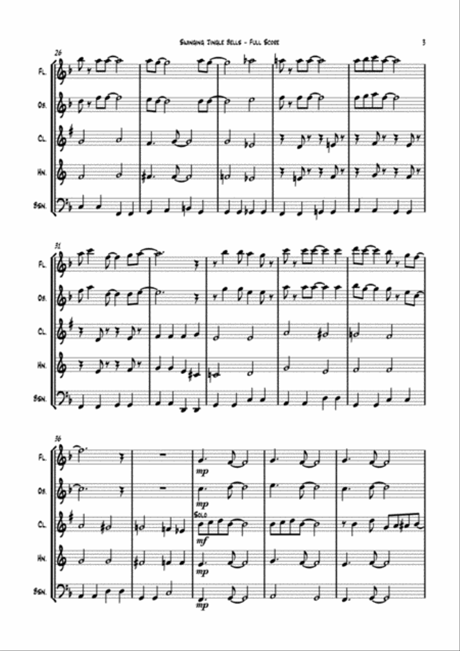 Swinging Jingle Bells - for Woodwind Quintet (arr. Carson Yu) Woodwind Quintet scores gallery preview page 6