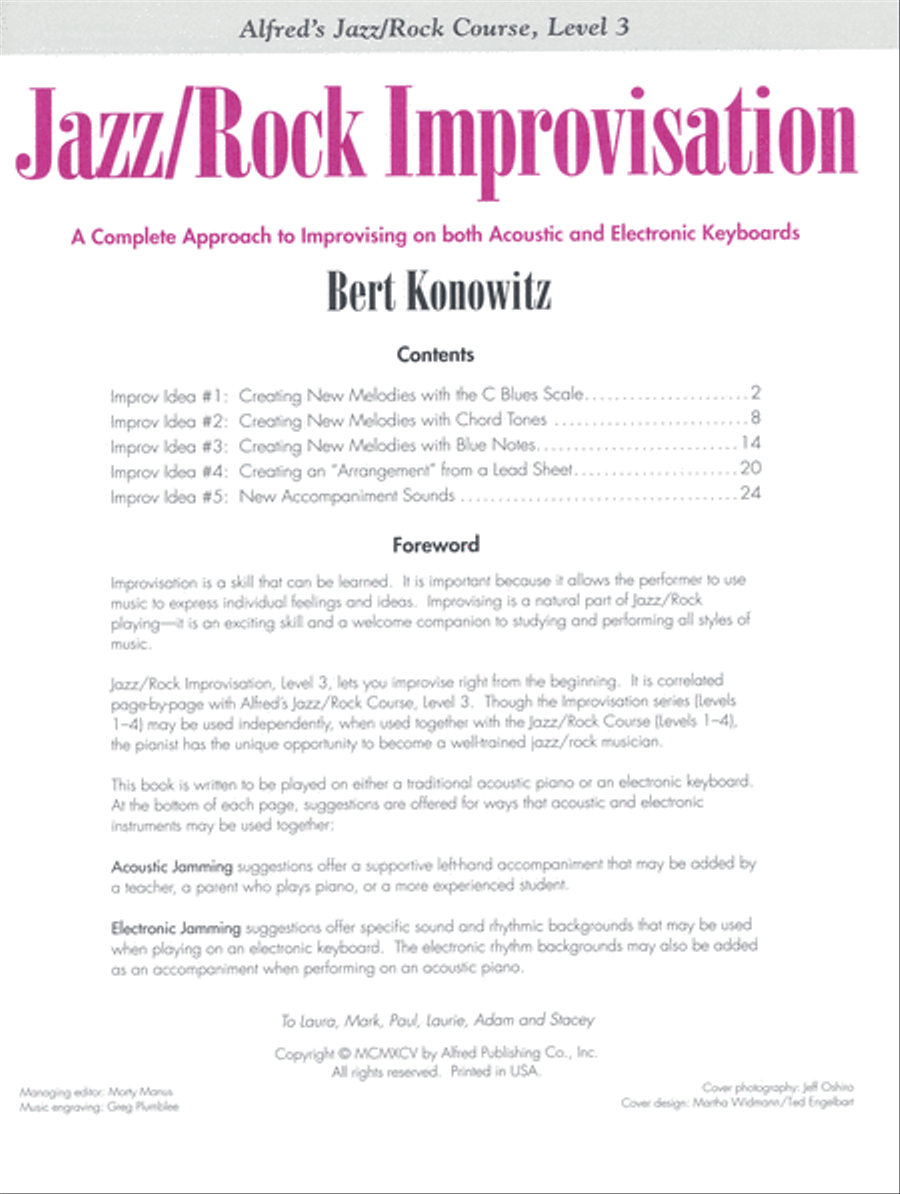 Alfred's Basic Jazz/Rock Course: Improvisation, Level 3 Piano Method scores gallery preview page 2