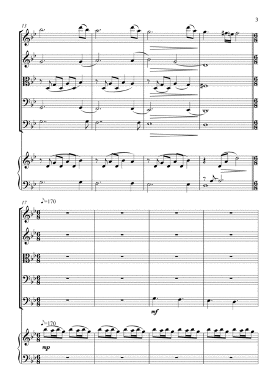 Carol of the Bells for Piano and String orchestra String Orchestra scores gallery preview page 4