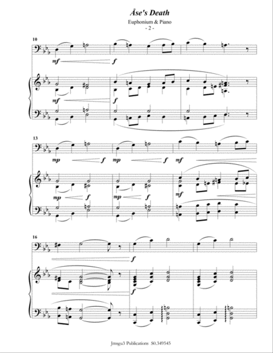 Grieg: Ase's Death from Peer Gynt Suite for Euphonium & Piano Euphonium scores gallery preview page 3