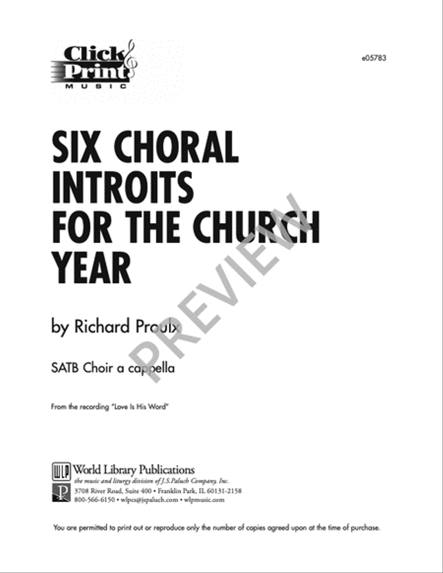 Six Choral Introits For the Church Year 4-Part scores gallery preview page 4