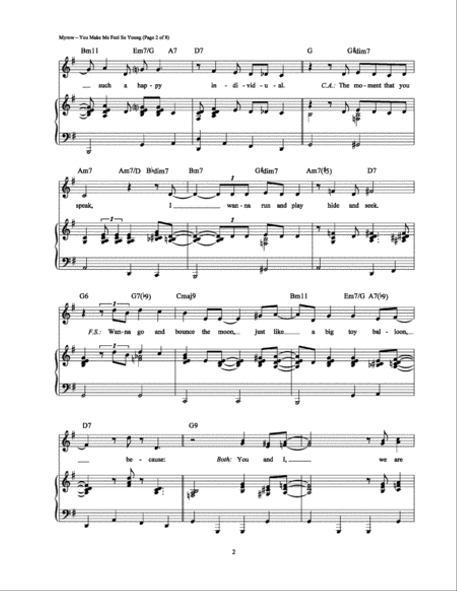 You Make Me Feel So Young Piano, Vocal, Guitar scores gallery preview page 2
