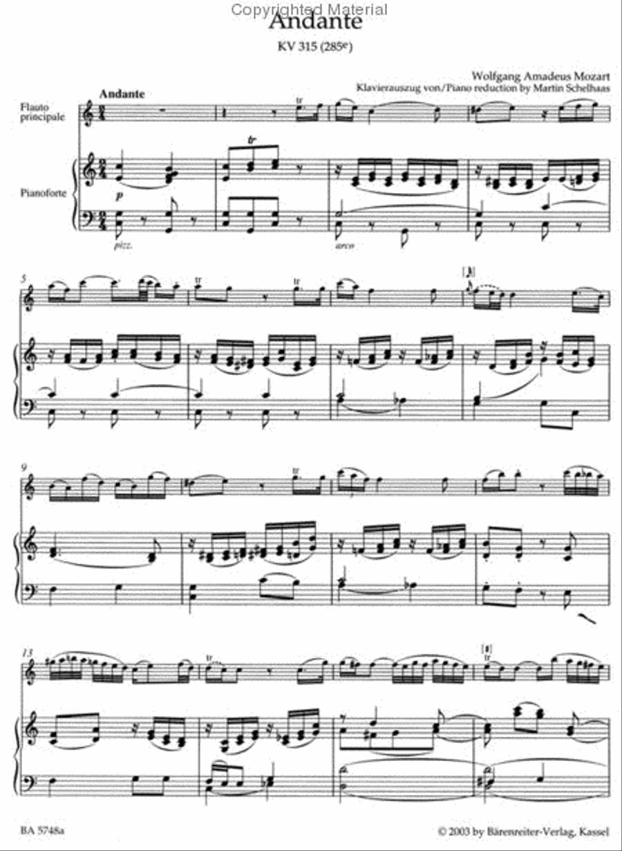 Andante for Flute and Orchestra C major, KV 315 (285e) Flute Solo scores gallery preview page 2