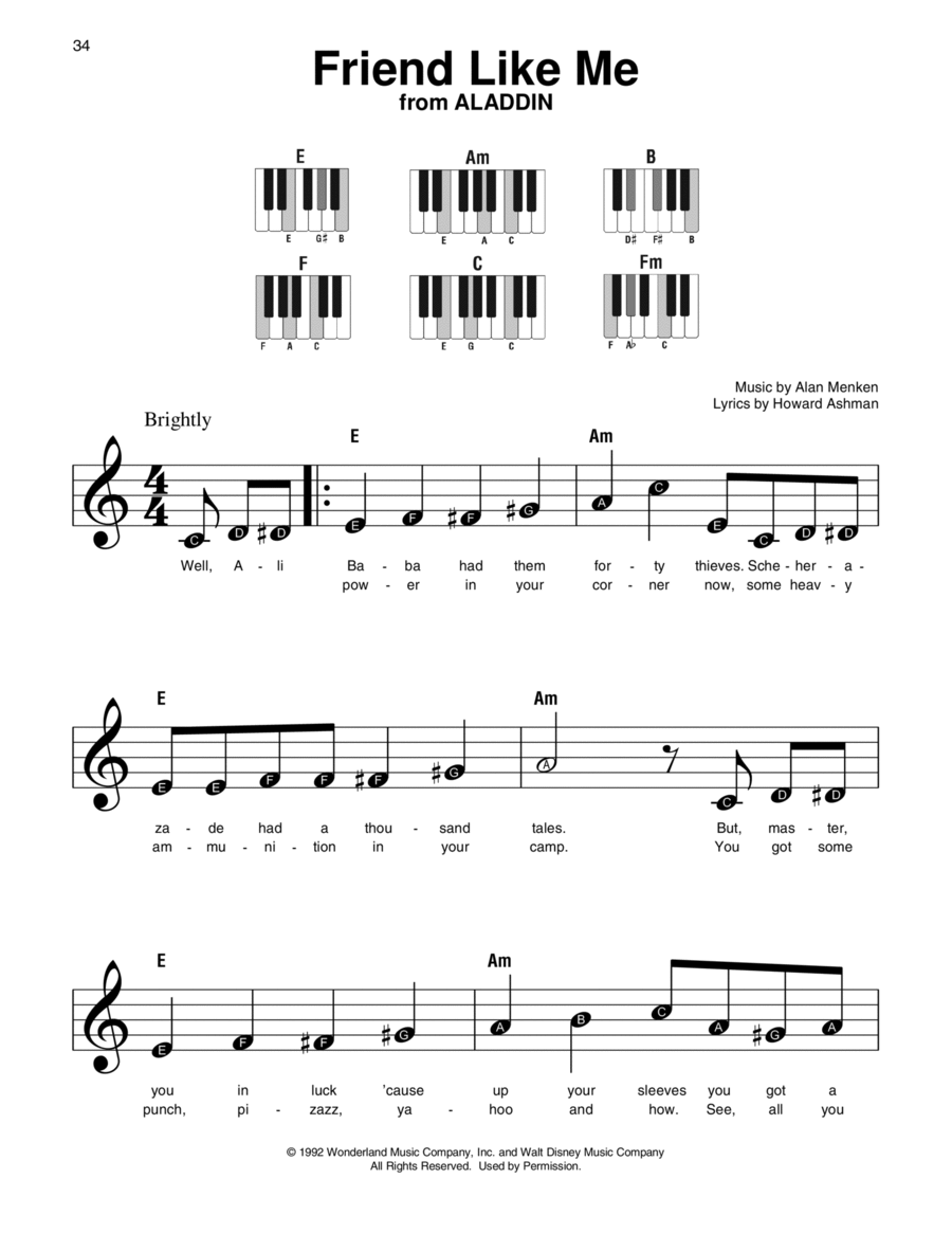 Friend Like Me (from Aladdin) Easy Piano scores gallery preview page 1