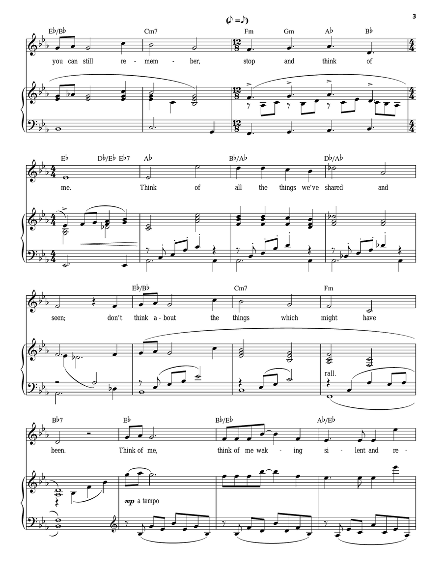 Think Of Me (from The Phantom Of The Opera) Piano, Vocal scores gallery preview page 3