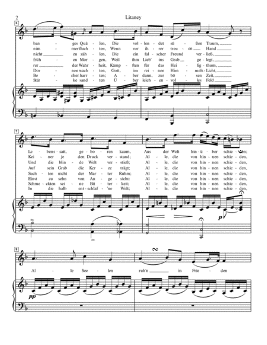 Schubert - Litanei auf das fest Allerseelen - High Voice in F High Voice scores gallery preview page 2