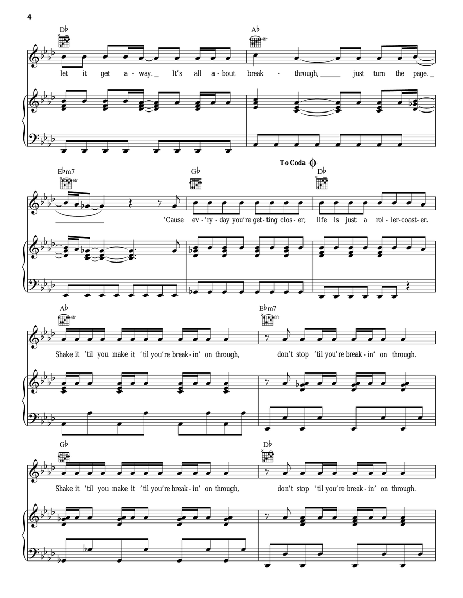 Breakthrough Piano, Vocal, Guitar scores gallery preview page 4