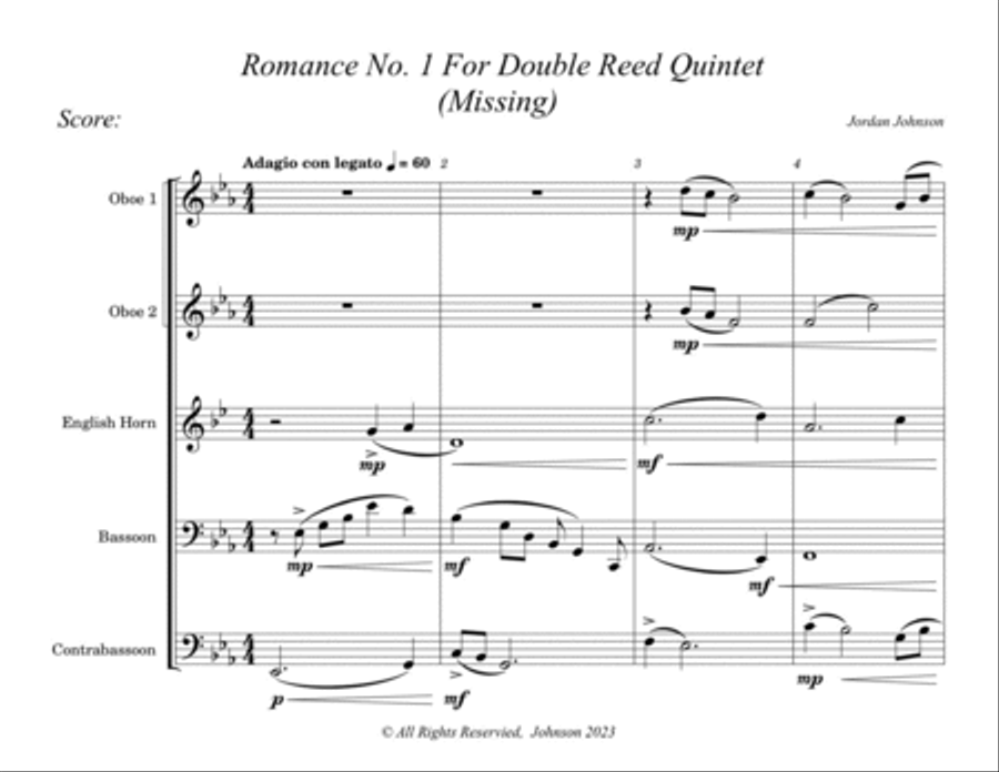 Romance No. 1 For Double Reed Quintet Woodwind Ensemble scores gallery preview page 2