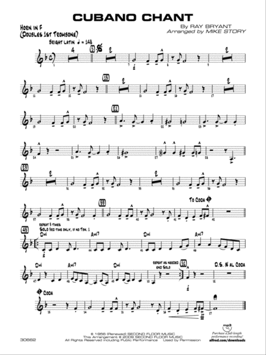 Cubano Chant: 1st F Horn Jazz Ensemble scores gallery preview page 1