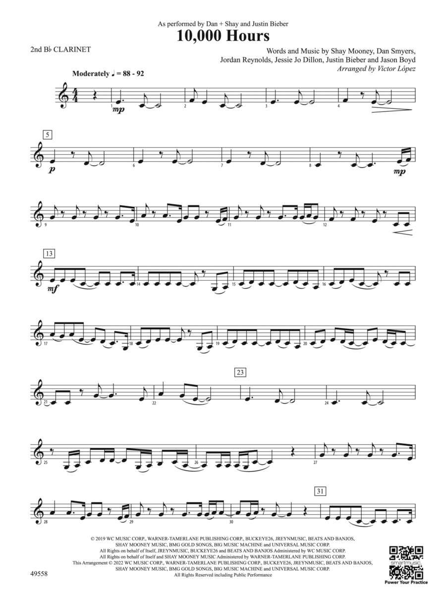 10,000 Hours: 2nd B-flat Clarinet Concert Band scores gallery preview page 1
