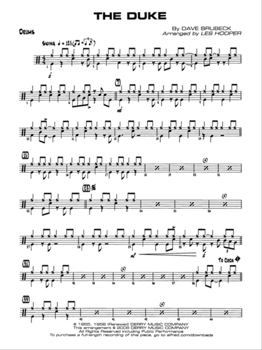The Duke: Drums Jazz Ensemble scores gallery preview page 1