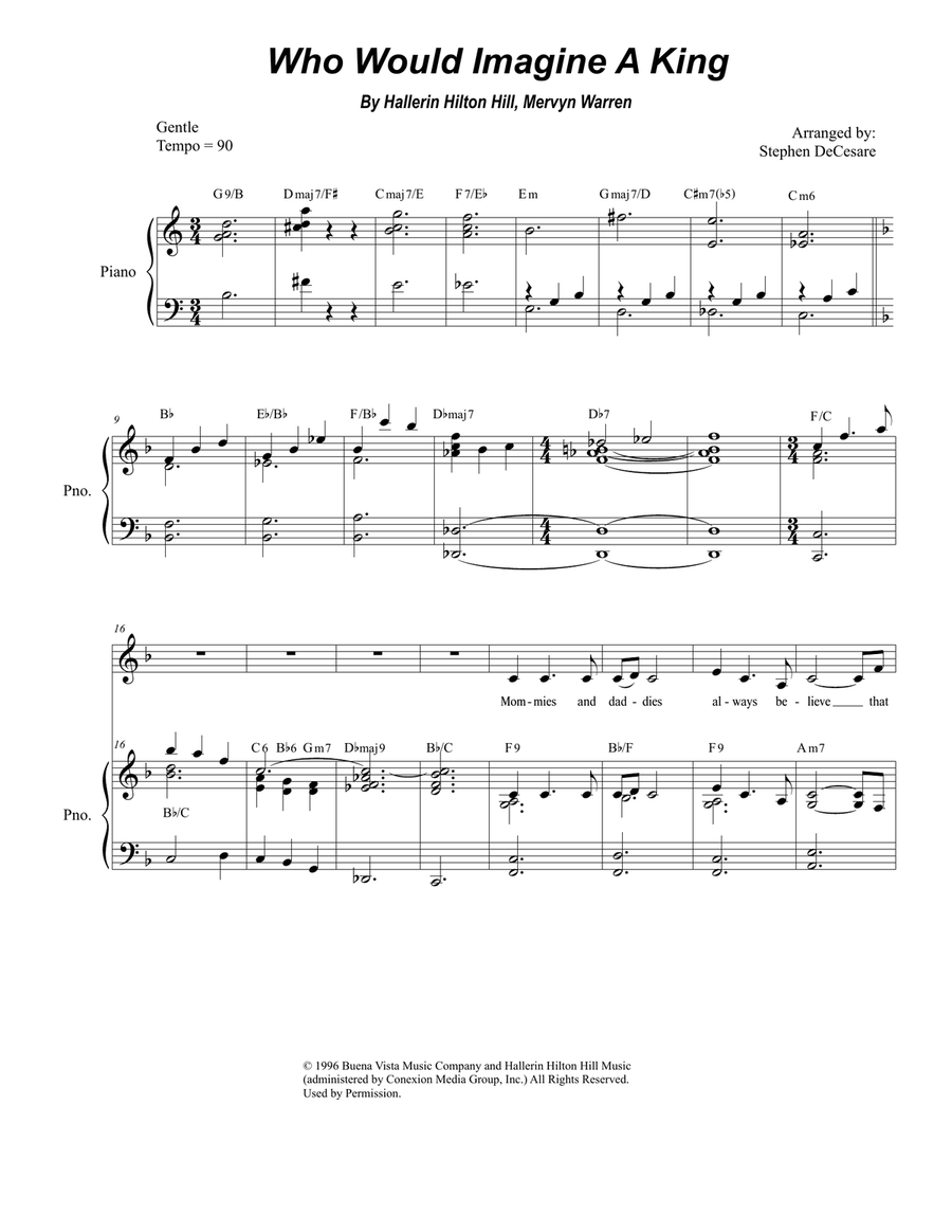 Who Would Imagine A King Unison Choir scores gallery preview page 1