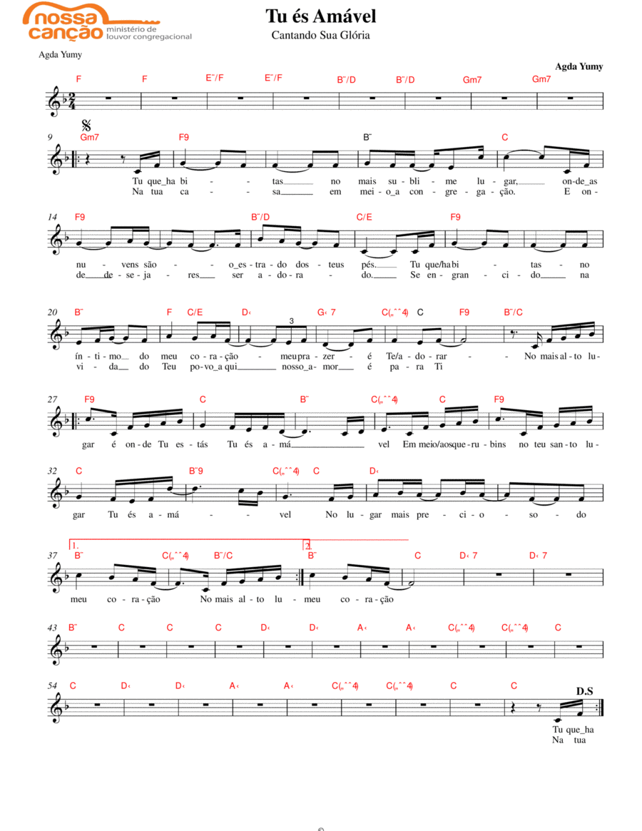 Tu és amável Tu és amável Piano scores gallery preview page 1