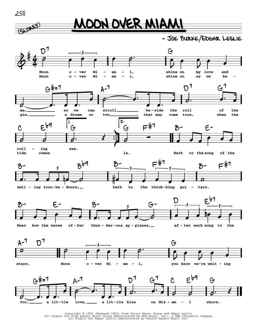 Moon Over Miami (High Voice) High Voice scores gallery preview page 1