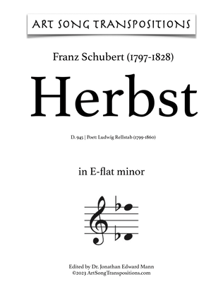 SCHUBERT: Herbst, D. 945 (transposed to E-flat minor)
