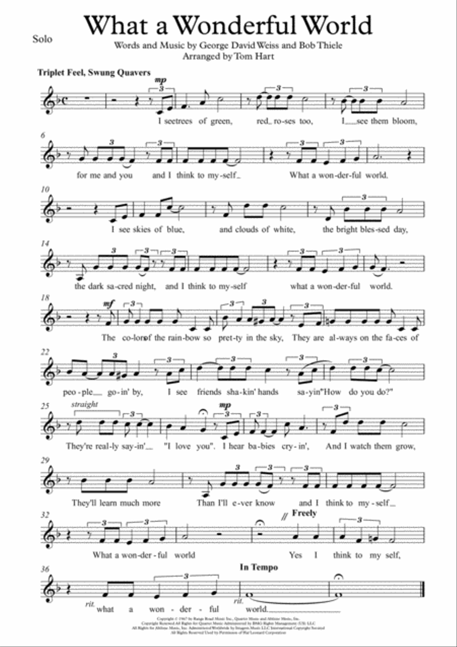 What A Wonderful World SSA scores gallery preview page 2