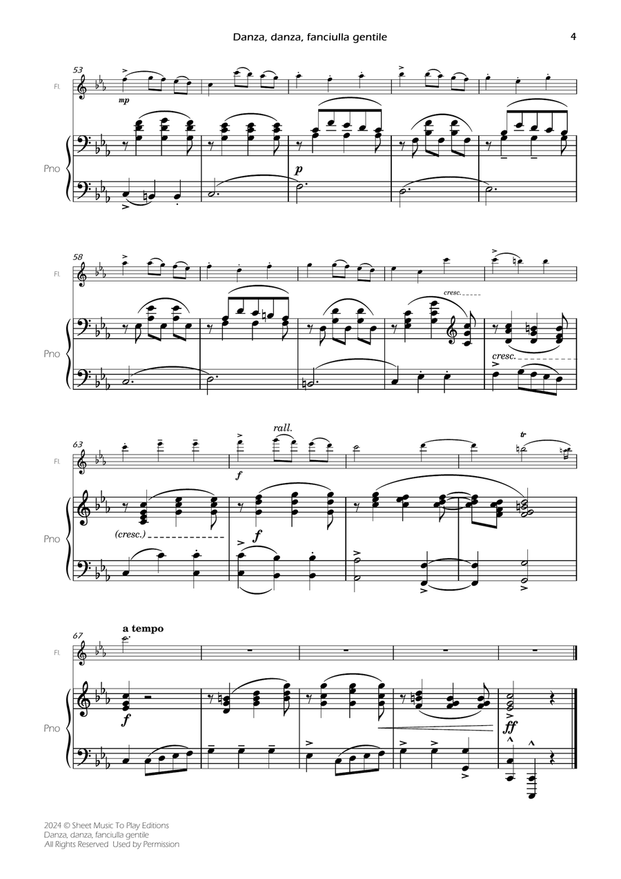 Danza, danza, fanciulla gentile - Flute and Piano (Full Score and Parts) Flute scores gallery preview page 6