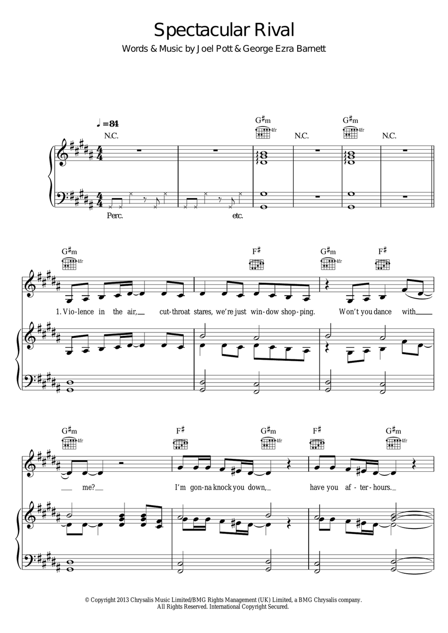 Spectacular Rival Piano, Vocal, Guitar scores gallery preview page 1