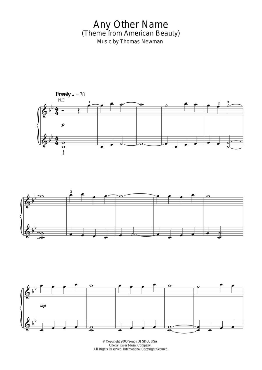 Any Other Name (Theme from American Beauty) Voice scores gallery preview page 1