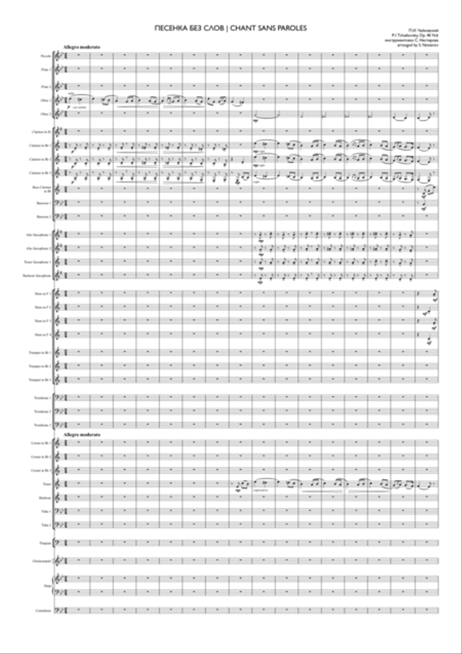 Chant Sans Paroles - Песенка без слов Concert Band scores gallery preview page 3