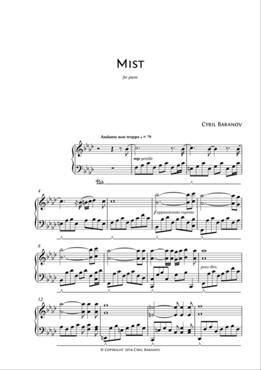 Mist Piano Solo scores gallery preview page 1