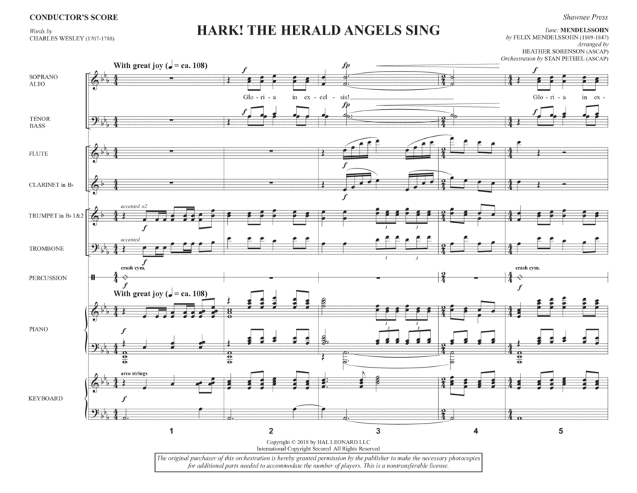 Hark! The Herald Angels Sing (Consort) (arr. Heather Sorenson) - Full Score