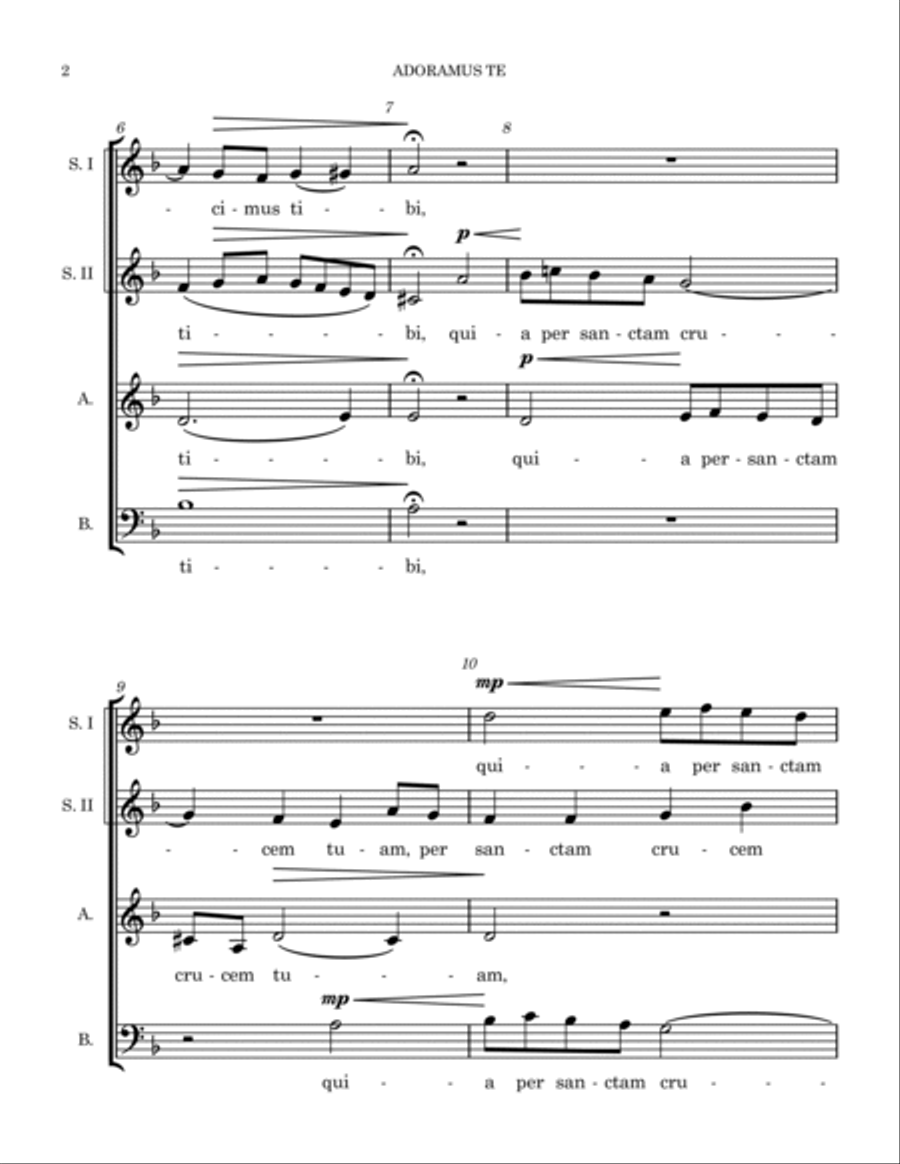 Adoramus Te (Quirino Gasparini) (SSAB) 3-Part scores gallery preview page 4