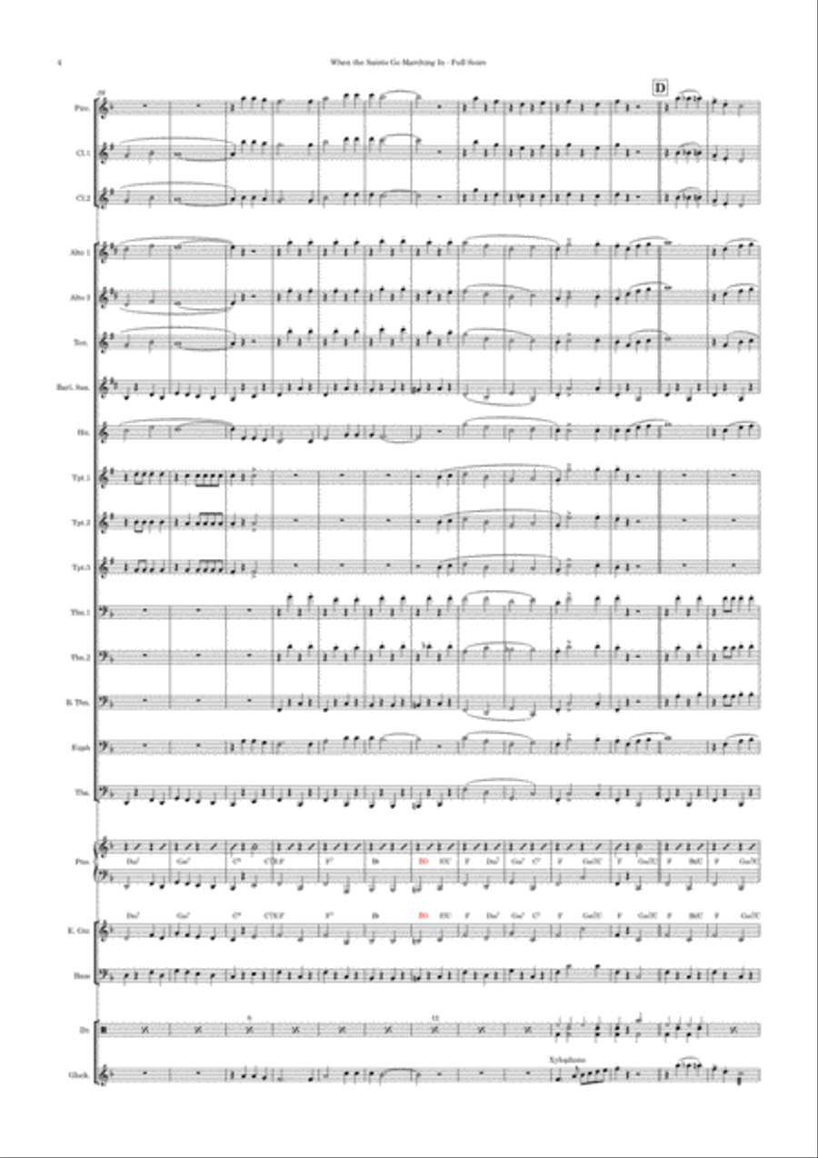 When the Saints Go Marching In - Marching Band with optional Rhythm Section Key of F Marching Band scores gallery preview page 4