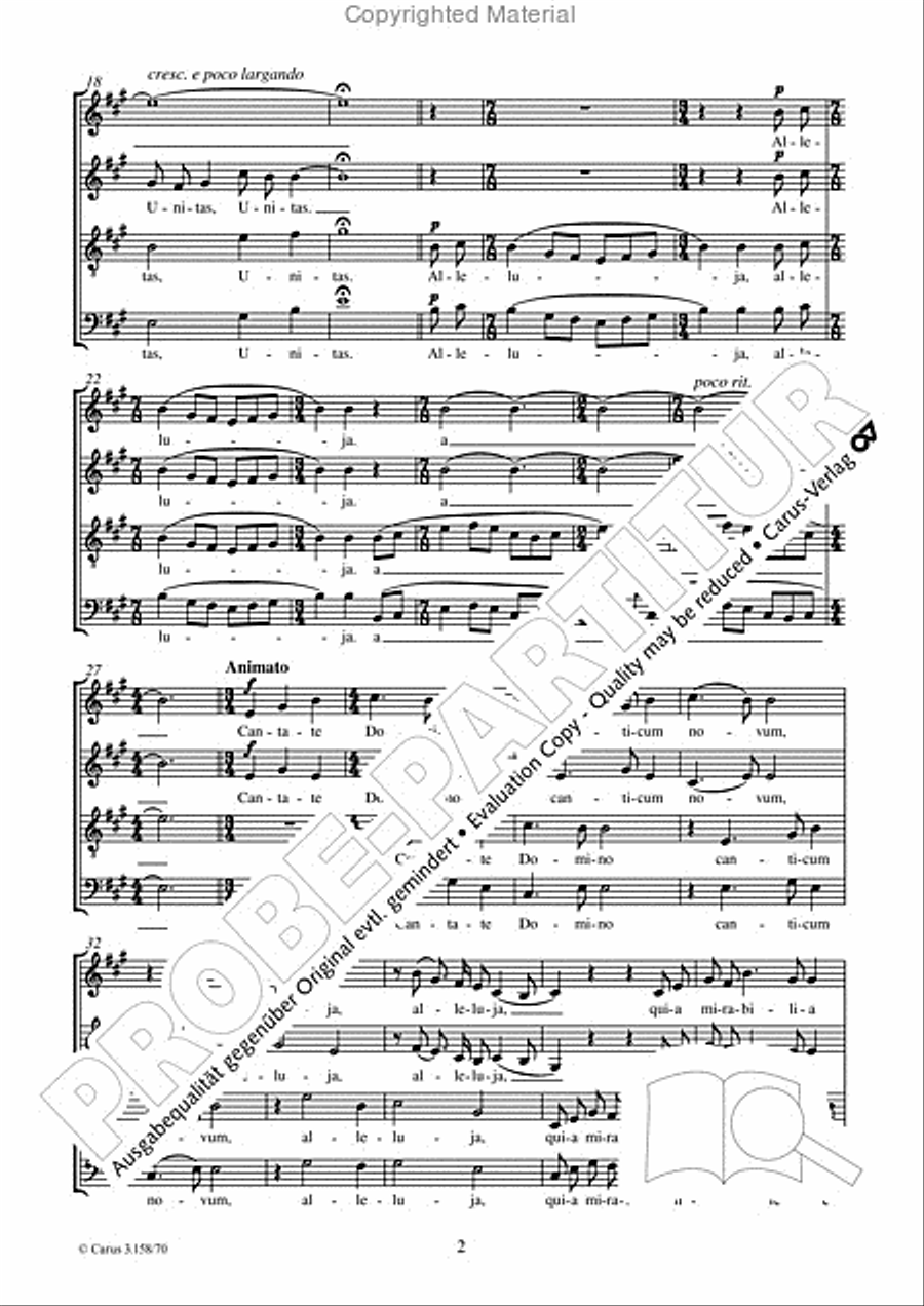 Cantate Domino (Singet dem Herrn) 4-Part scores gallery preview page 3