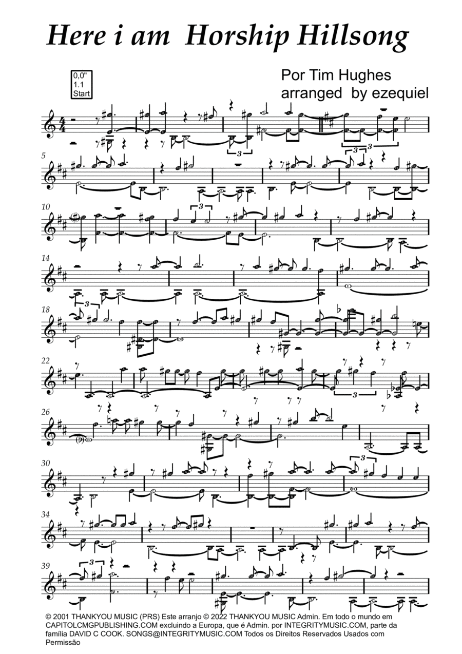 Here I Am To Worship (light Of The World) Guitar Solo scores gallery preview page 1