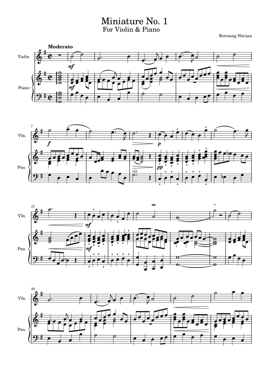 Miniature for Violin & Piano Violin Solo scores gallery preview page 1