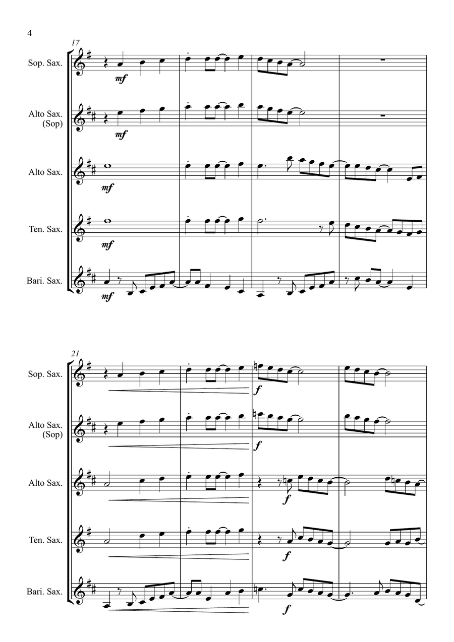Carol of the Drum - for Saxophone Quartet Saxophone Quartet scores gallery preview page 4