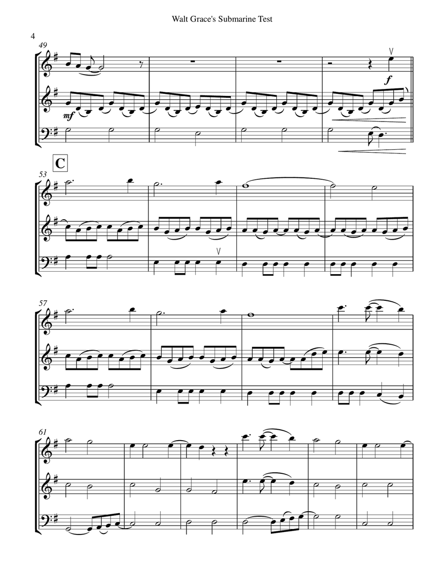 Walt Grace's Submarine Test January 1967 String Trio scores gallery preview page 5