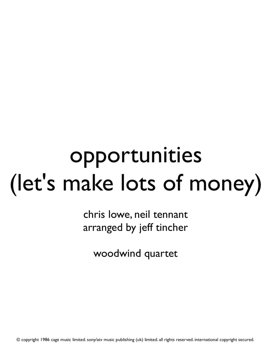 Opportunities (let's Make Lots Of Money) Woodwind Quartet scores gallery preview page 1