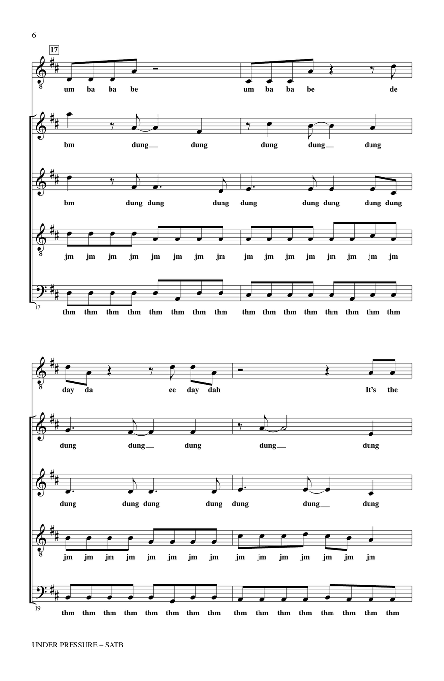 Under Pressure (from NBC's The Sing-Off) 4-Part scores gallery preview page 5
